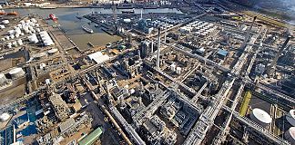 An aerial view of Shell Pernis in the heart of Rotterdam’s docklands.