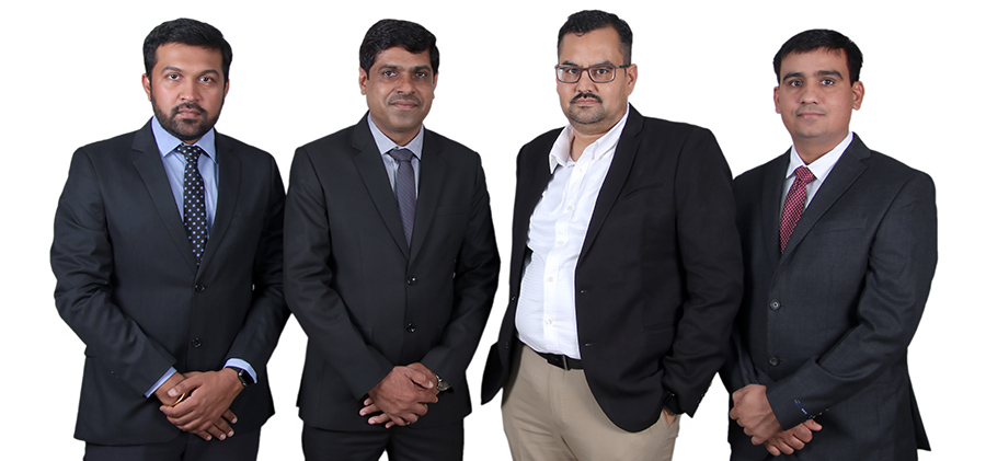 » The four founding partners of Venus Pipes & Tubes (L to R): Dhruv Patel (Director of Marketing), Mahesh Chaudhary, Arun Kothari (Managing Director and CFO) and Jitendra Chaudhary.