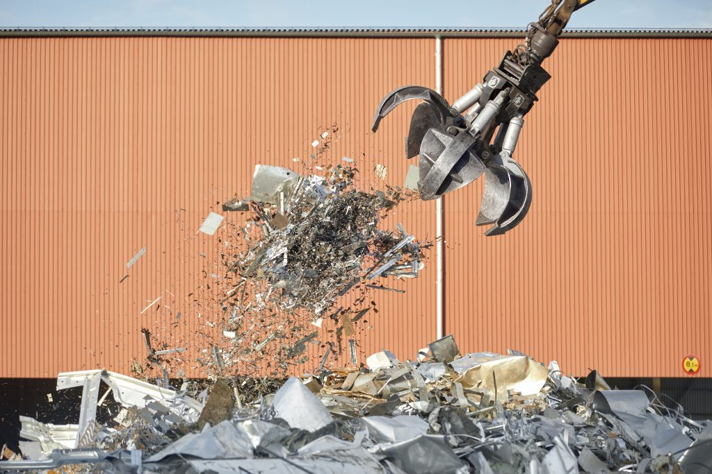  Recycled steel material is collected at Alleima's raw materials yard in Sandviken.