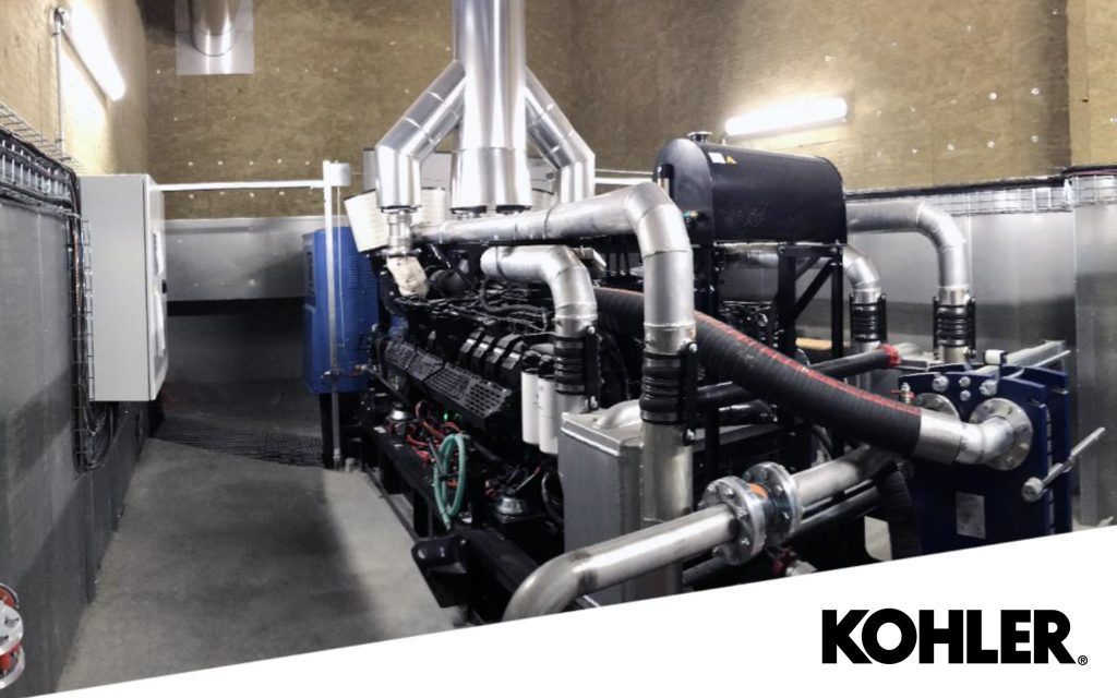 Kohler KD SERIES generator with Cipriani PHE plate heat exchanger for energy production in a data center in France.