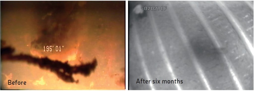 Figure 2. Well screens before and after vapor infusion.