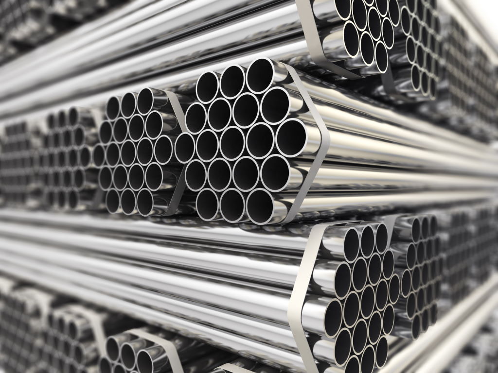 Stacked stainless steel pipes. Stacked stainless steel pipes.