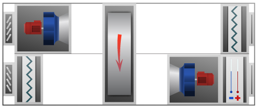 Principle drawing of the Heatex model EQ rotary heat exchanger.