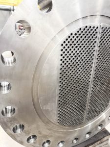 Figure 1. SA350 LF2 Tube Sheet, Thickness 8.75” × 66” diameter. Image provided by SHECO - Southern Heat Exchanger.