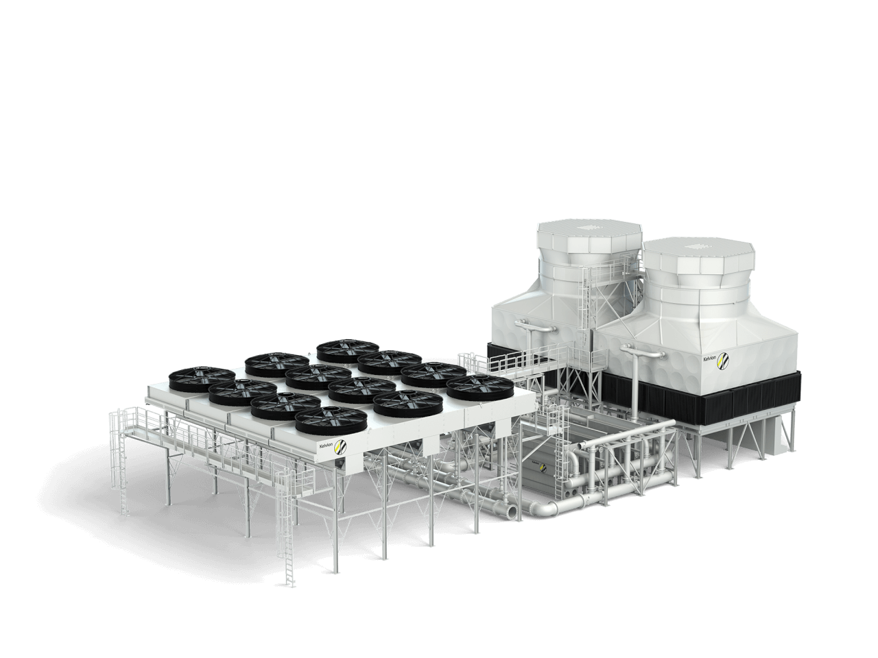 Cascade cooling system. Photo courtesy of Kelvion. Cascade cooling system. Photo courtesy of Kelvion.