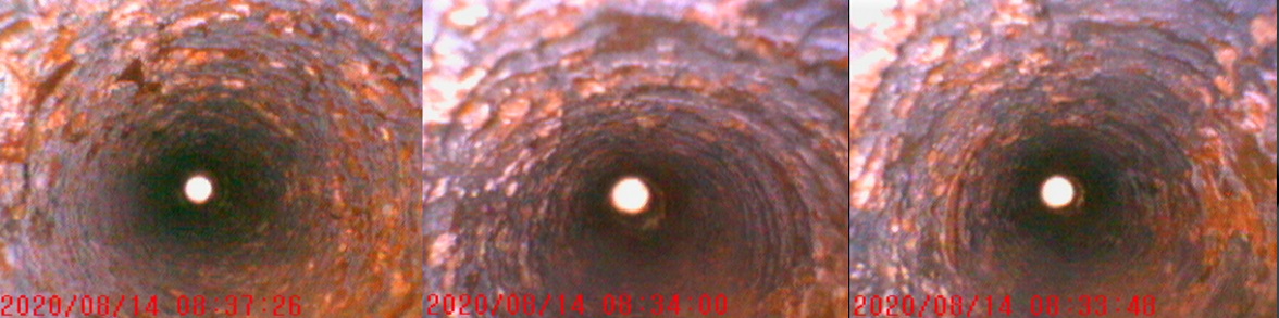 Figure 4. Erosion-corrosion problems in Cu-Ni tubes. Presence of dispersed sand in cooling water.