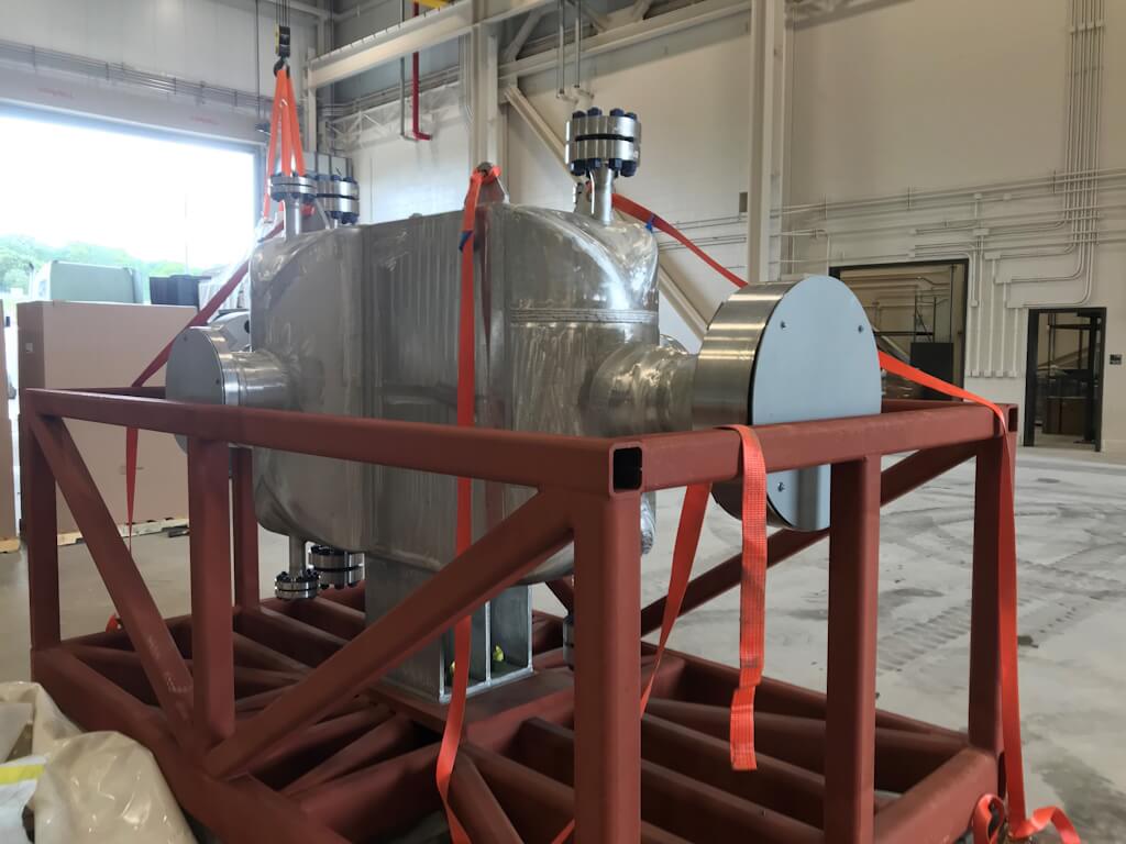 The Heatric “Main Cooler” PCHE after on-site delivery to the 10 MWe STEP Demo project in San Antonio, Texas. The Heatric “Main Cooler” PCHE after on-site delivery to the 10 MWe STEP Demo project in San Antonio, Texas.